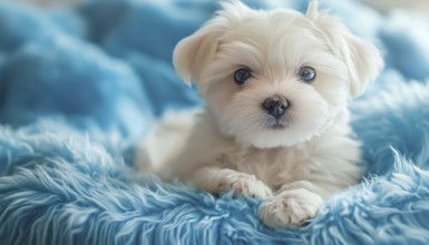 Adorable Maltese Puppy: A Tiny Canine Poses In A Stylish Setting With A Bright And Glamorous