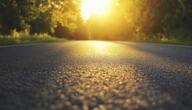 Sunny Skies And Paved Pathways: A Bright Day On The Road With The Sun Shining Down On The Hot