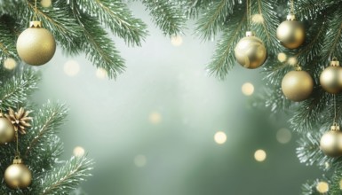 Green And Golden Pine Branches For Sale In Christmas Xmas Holiday Web, Perfect For Decorating