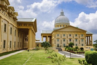 Side view from right Capitol of Republic of Palau, seat of Olbiil Era Kelulau Government of Palau