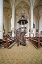 Pulpit, Historic Catholic Parish Church of St. Nicholas and Elisabeth, interior, interior, church