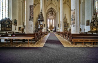 Historic Catholic parish church of St. Nicholas and Elisabeth, interior, interior, church square,