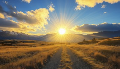 Sunny Skies Illuminate Stunning New Zealand Landscape: A Radiant Day Under The Clear Blue Sky In
