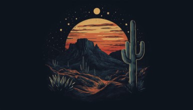 Explore The Thrilling Cactus Desert Camping Adventure At Night With This Wild Badge Patch Pin
