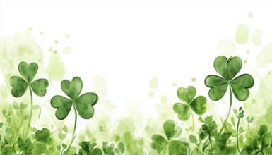 St. Patrick'S Day Art: Clover Sketch With Shamrock Outlined In One Continuous Line, Simple Border