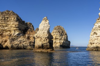 Ponta da Piedade rocky coast, rugged coastal landscape, right next to the centre of Lagos, in the