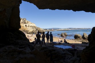 Beaches on the rocky coast of Ponta da Piedade, rugged coastal landscape, right next to Lagos town