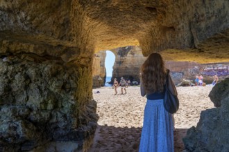 Beaches on the rocky coast of Ponta da Piedade, rugged coastal landscape, right next to Lagos town