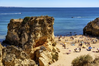 Beaches on the rocky coast of Ponta da Piedade, rugged coastal landscape, right next to Lagos town