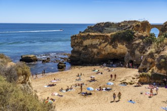 Beaches on the rocky coast of Ponta da Piedade, rugged coastal landscape, right next to Lagos town