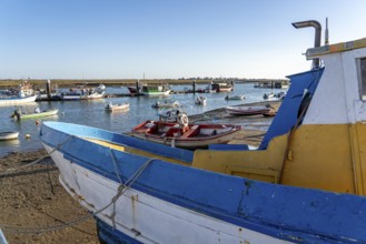 The fishing village of Santa Luzia, fishing boats, Algarve, Portugal