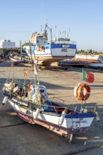 The fishing village of Santa Luzia, fishing boats, Algarve, Portugal