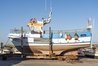 The fishing village of Santa Luzia, fishing boats, Algarve, Portugal