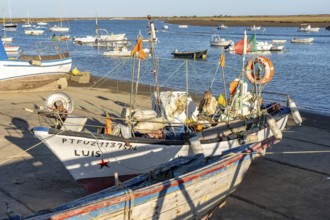 The fishing village of Santa Luzia, fishing boats, Algarve, Portugal
