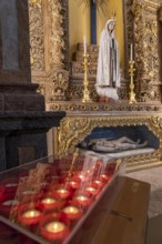 Faro, Faro Cathedral, nave, interior, altar of the Virgin Mary, digital, LED candles for donations,