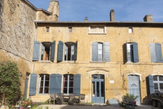Renovated house facade, historic building, Marville, Renaissance village, Département Meuse, Grand