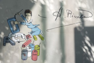 Arthur Rimbaud, poet, mural, Charleville-Mézières, Ardennes, Grand Est, France