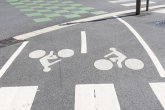 Pictograms, cycle path, Charleville-Mézières, Mézières district, Ardennes, Grand Est, France