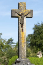 Christ, cross, Saint-Hilaire cemetery, Marville, Renaissance village, Département Meuse, Grand Est,