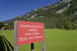 Sign mobile radio radiation, citizen criticism, criticism, mobile radio, Graswang, Graswangtal,