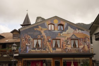 Lüftlmalerei in Oberammergau, crucifixion scene, crucifixion, Lüftlkunst, Bible, Ammergau, Ammergau