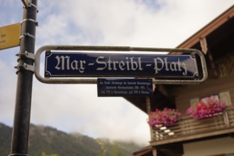 Max-Streibl-Platz in Oberammergau, Max Streibl, politics, politician, Prime Minister, Lüftlmalerei,