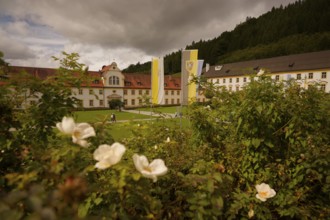 Ettal Monastery, Benedictine Abbey, inner courtyard, Upper Bavaria, Bavaria,