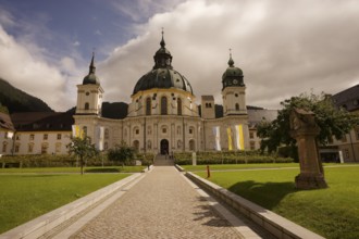Ettal Monastery, Benedictine Abbey, inner courtyard, Upper Bavaria, Bavaria,