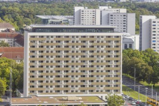 View from the lantern of the Church of Our Lady to the renovated tower block on Pirnaischer Platz,