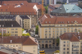 View from the lantern of the Church of Our Lady into the Weiße Gasse, Dresden, Saxony, Germany