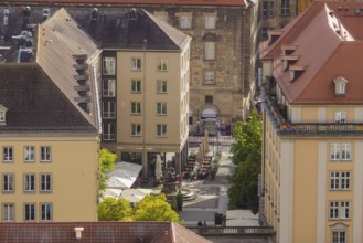 View from the lantern of the Church of Our Lady into the Weiße Gasse, Dresden, Saxony, Germany
