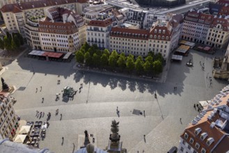 View from the lantern of the Church of Our Lady onto the Neumarkt, Dresden, Saxony, Germany