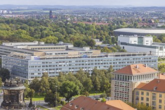 View from the lantern of the Church of Our Lady to the former Robotron complex from the GDR,