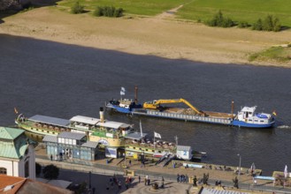 View from the lantern of the Church of Our Lady. Domarin dredging vessel on Brühl's Terrace,