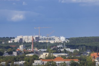 View from the lantern of the Church of Our Lady to the extension of the Infineon chip factory in