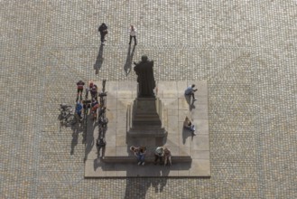 View from the lantern of the Church of Our Lady to the Neumarkt with Luther monument, Dresden,