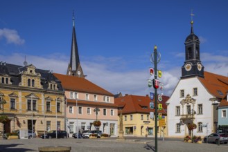 Market square with old town hall, Wilsdruff, Saxony, Germany