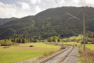 Railway tracks between Oberammergau and Unterammergau, Deutsche Bahn, train, local transport, local