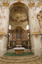 Altar area in Ettal Monastery, monastery church, Benedictine Abbey, Benedictines, Baroque, tourism,