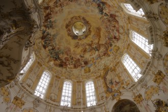 Paintings in the dome area of the monastery church, Ettal Monastery, church, Benedictine Abbey,