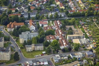 Aerial view of the AWO retirement home Hermann-Görlitz-Seniorenzentrum, Bergkamen, Ruhr area, North
