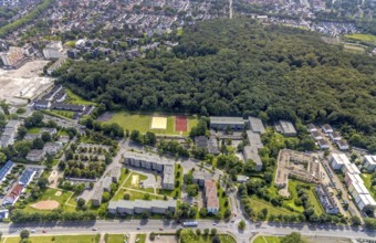 Aerial view, Städt. Gymnasium Bergkamen and Comunita Seniorenhaus Sophia am Waldrand in