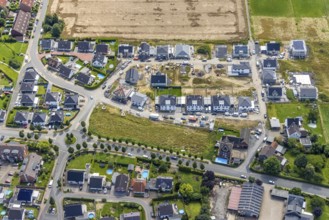 Aerial view, construction site and new development area Ährenweg and Ackerweg in Bergkamen, Ruhr