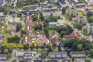 Aerial view, Hermann-Görlitz-Seniorenzentrum and AWO Kindergarten in Bergkamen, Ruhr area, North