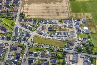 Aerial view, construction site and new development area Ährenweg and Ackerweg in Bergkamen, Ruhr