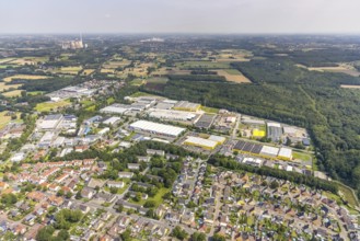 Aerial view, industrial estate Industriestraße in Rünthe, Bergkamen, Ruhr area, North