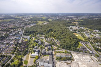 Aerial view, forest area between Kleiweg and Am Südhang in Weddinghofen, Bergkamen, Ruhr area,