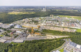 Aerial view, Bayer AG chemical plant and Neu-Monopol industrial estate with Umweltkontor Bergkamen