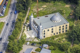 Aerial view, construction site for new DITIB mosque on Erich-Ollenhauer-Straße in Bergkamen, Ruhr