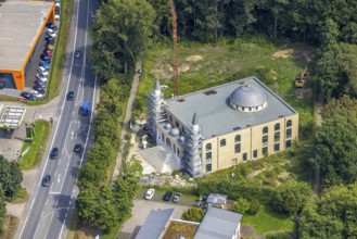 Aerial view, construction site for new DITIB mosque on Erich-Ollenhauer-Straße in Bergkamen, Ruhr